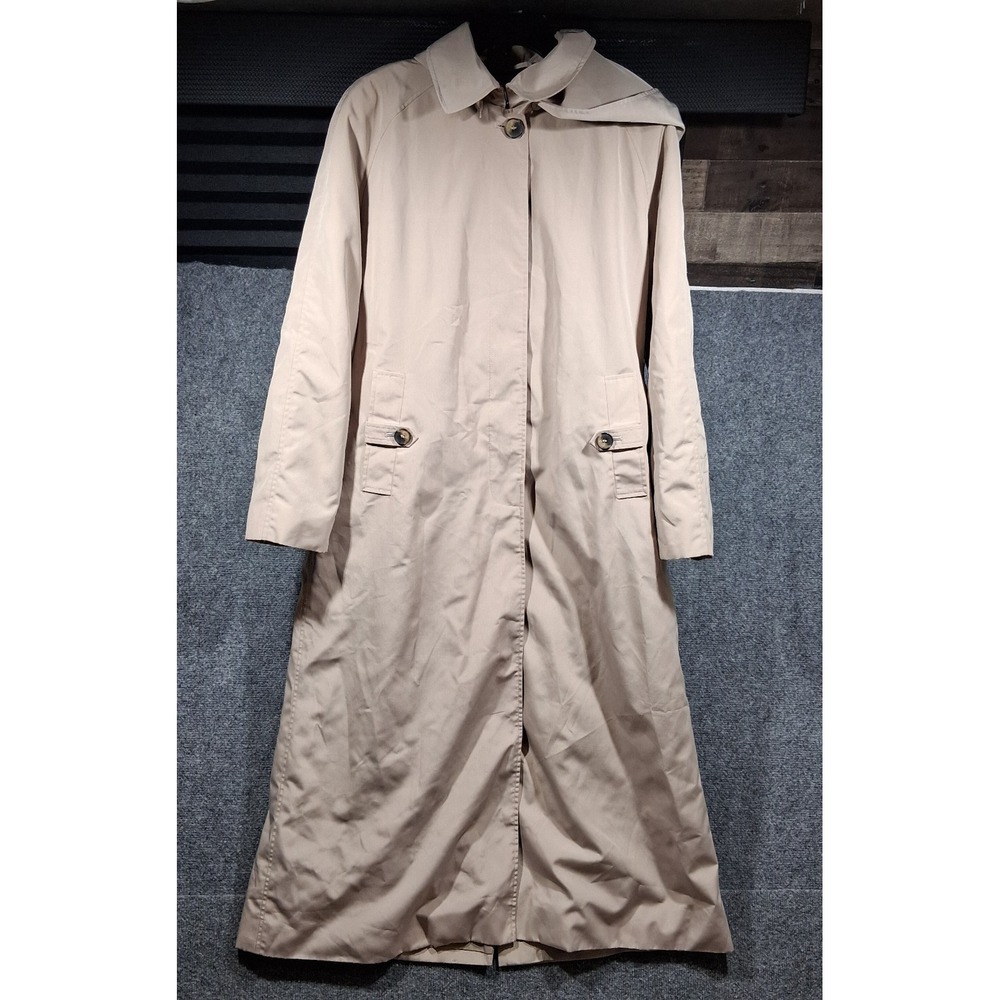 London Fog Long Beige Trench with Buttoned Pockets